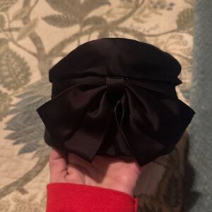 Authentic Vintage Designer Lemington Black Satin Mod Hat with Bow